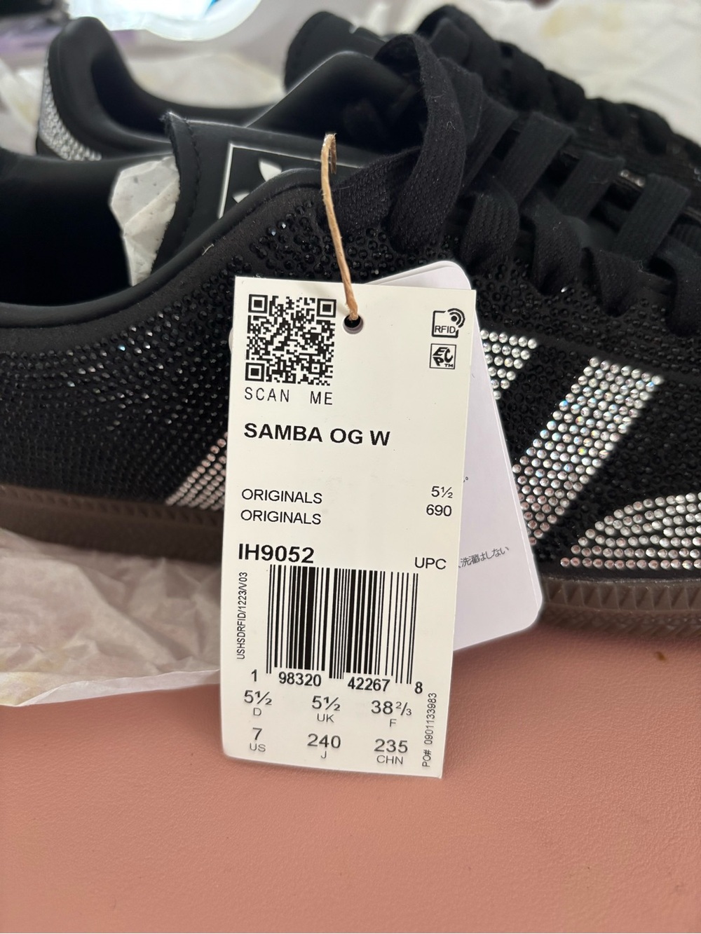 Adidas Black & Silver Rhinestone Samba Sneakers - Picture 5 of 7